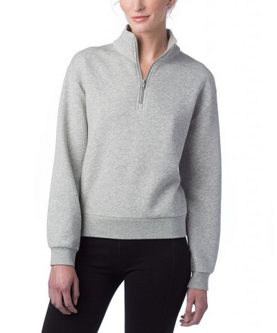 Women's Eco Cozy Fleece Mock Neck Sweatshirt Gray $27.88 Sweatshirts