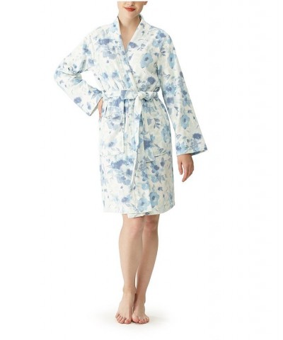 Women's Floral Velvetloft Kimono Robe Blue $29.52 Sleepwear