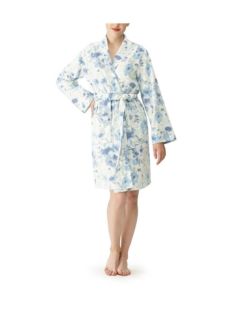 Women's Floral Velvetloft Kimono Robe Blue $29.52 Sleepwear