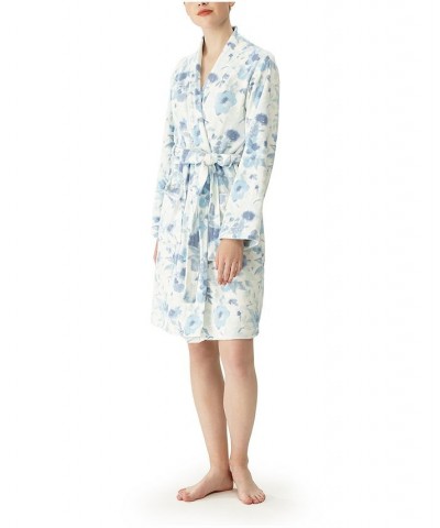 Women's Floral Velvetloft Kimono Robe Blue $29.52 Sleepwear