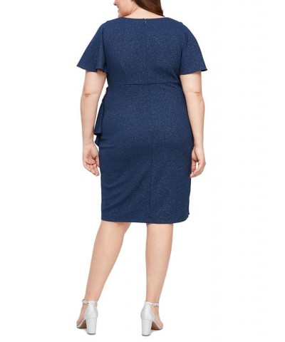 Plus Size Shimmer-Knit Surplice Dress Navy $55.60 Dresses