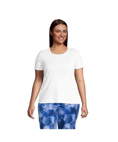 Women's Plus Size Cotton Rib Short Sleeve Crewneck T-shirt White $18.43 Tops