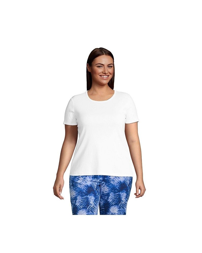 Women's Plus Size Cotton Rib Short Sleeve Crewneck T-shirt White $18.43 Tops