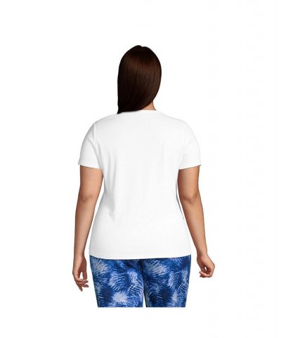 Women's Plus Size Cotton Rib Short Sleeve Crewneck T-shirt White $18.43 Tops