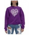 Women's Word Art Crewneck Love Heart Sweatshirt Purple $23.50 Tops