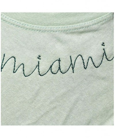 Women's Green Miami Hurricanes Chain Stitch Clothesline Crop Top Green $19.60 Tops