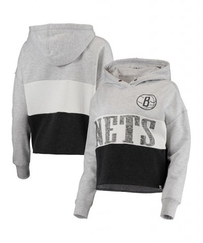 Women's '47 Heathered Gray Heathered Black Brooklyn Nets Lizzy Cutoff Pullover Hoodie Gray, Heathered Black $37.60 Sweatshirts