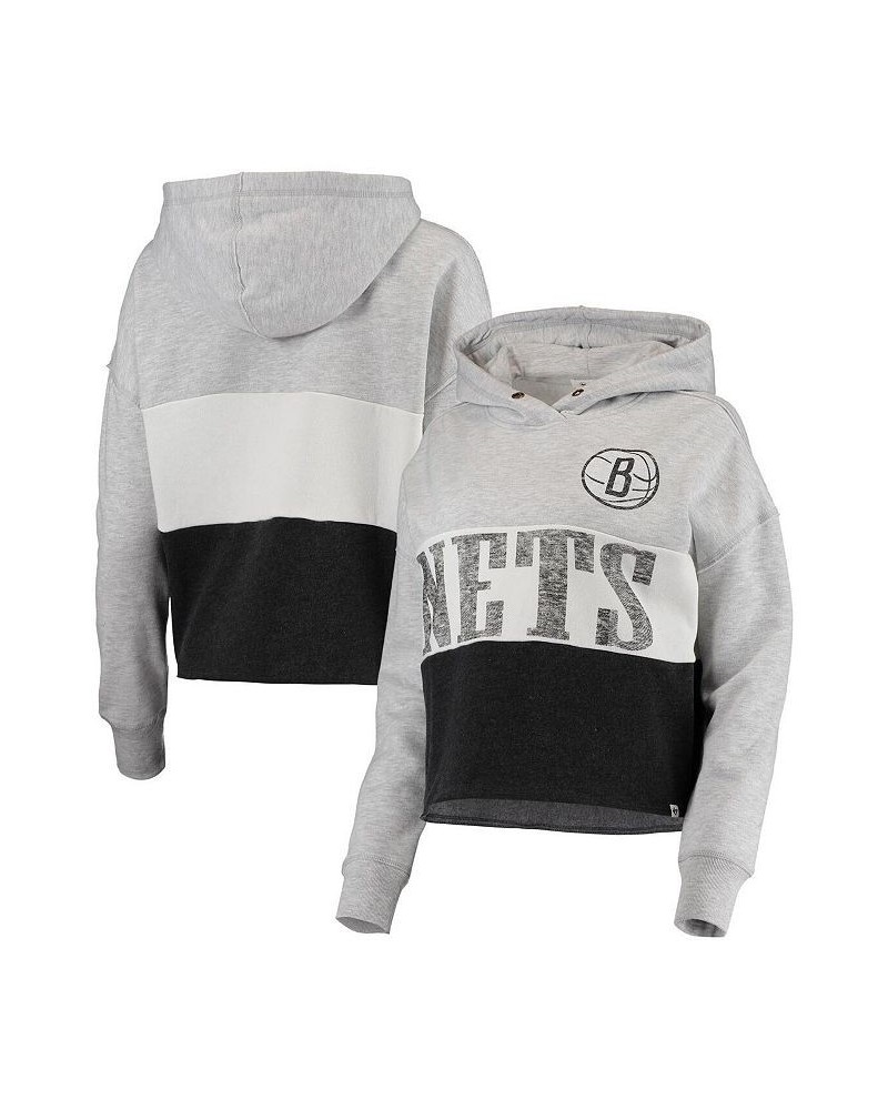 Women's '47 Heathered Gray Heathered Black Brooklyn Nets Lizzy Cutoff Pullover Hoodie Gray, Heathered Black $37.60 Sweatshirts