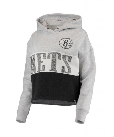 Women's '47 Heathered Gray Heathered Black Brooklyn Nets Lizzy Cutoff Pullover Hoodie Gray, Heathered Black $37.60 Sweatshirts