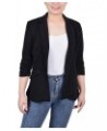 Women's 3/4 Rouched Sleeve Crepe Jacket Black - Black Floral $15.51 Jackets