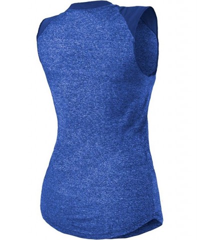 Women's Royal New England Patriots Retro Tri-Blend Raglan Muscle Tank Top Royal Blue $28.49 Tops