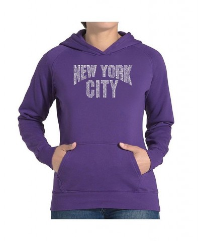 Women's Word Art Hooded Sweatshirt -Nyc Neighborhoods Purple $32.99 Sweatshirts