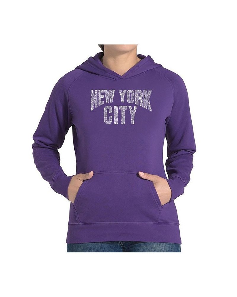 Women's Word Art Hooded Sweatshirt -Nyc Neighborhoods Purple $32.99 Sweatshirts