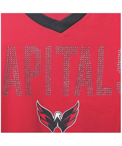 Women's Red Washington Capitals Ultimate Fan Raglan 3/4-Sleeve V-Neck T-shirt Red $19.68 Tops