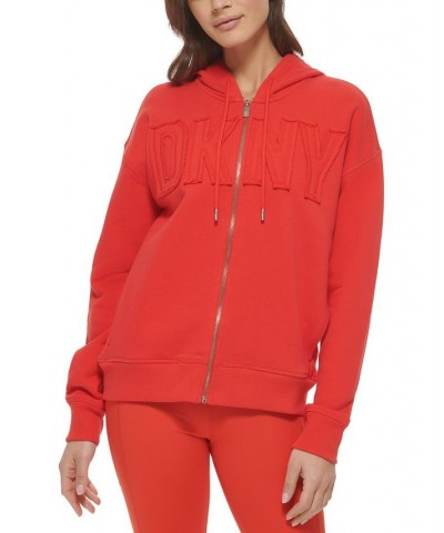 Women's Logo-Appliqué Full-Zip Hoodie Hibiscus $31.80 Tops