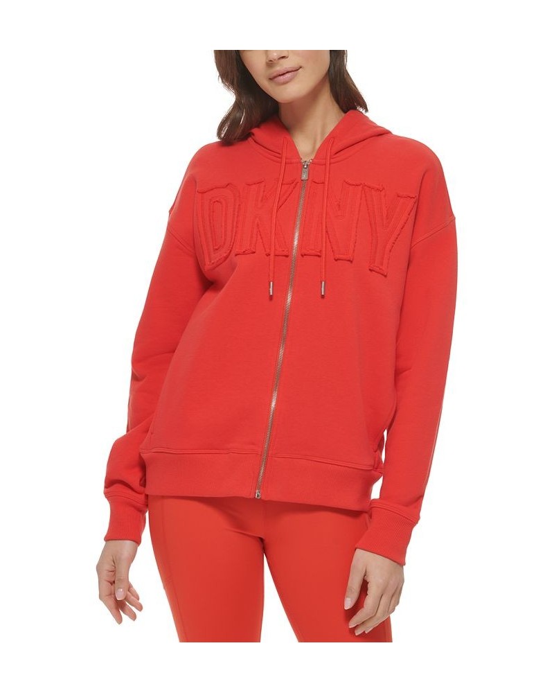 Women's Logo-Appliqué Full-Zip Hoodie Hibiscus $31.80 Tops