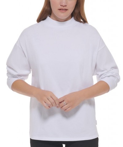 Women's The Park Avenue Cotton Mock-Neck Top White $21.84 Tops