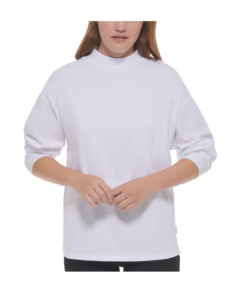 Women's The Park Avenue Cotton Mock-Neck Top White $21.84 Tops