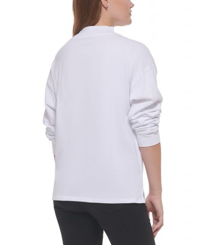 Women's The Park Avenue Cotton Mock-Neck Top White $21.84 Tops