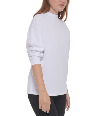 Women's The Park Avenue Cotton Mock-Neck Top White $21.84 Tops