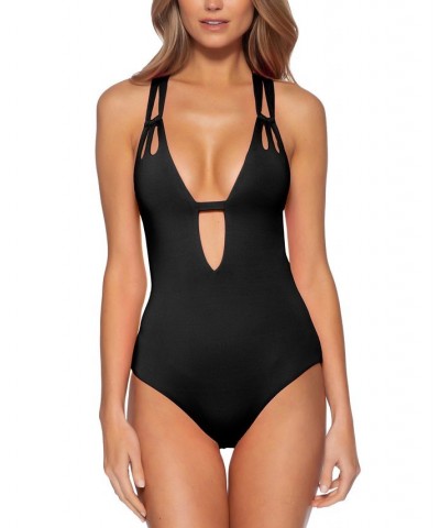 Women's Color Code Cutout One-Piece Swimsuit Black $42.78 Swimsuits