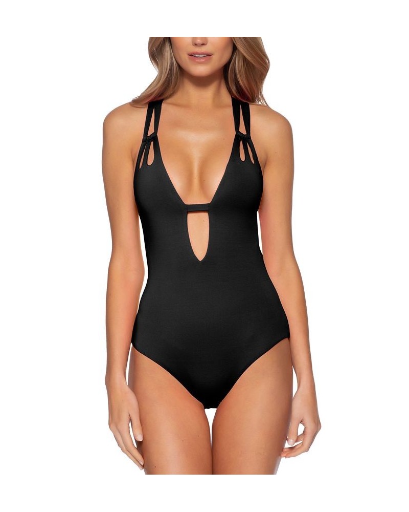 Women's Color Code Cutout One-Piece Swimsuit Black $42.78 Swimsuits