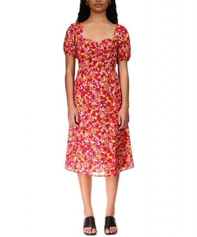 Women's Printed Midi Dress Red $31.98 Dresses