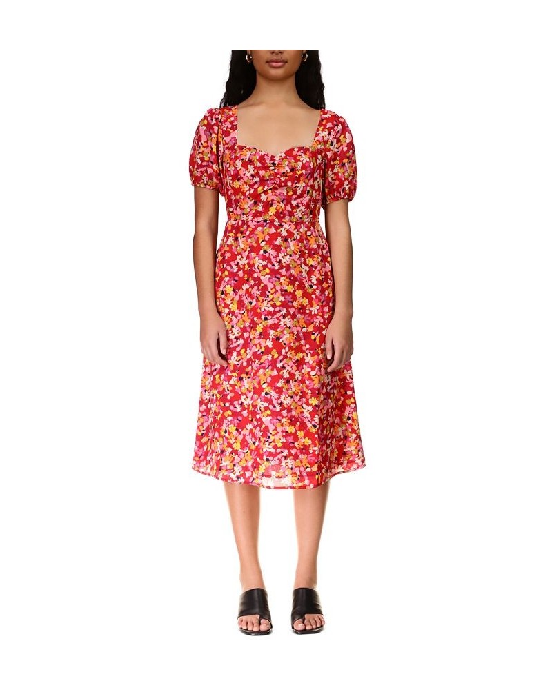 Women's Printed Midi Dress Red $31.98 Dresses