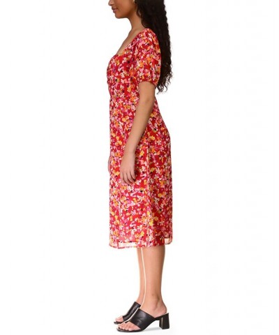 Women's Printed Midi Dress Red $31.98 Dresses