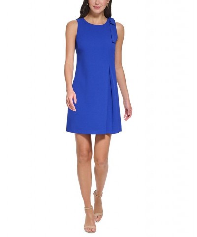 Women's Bow-Shoulder Shift Dress Blue $64.86 Dresses