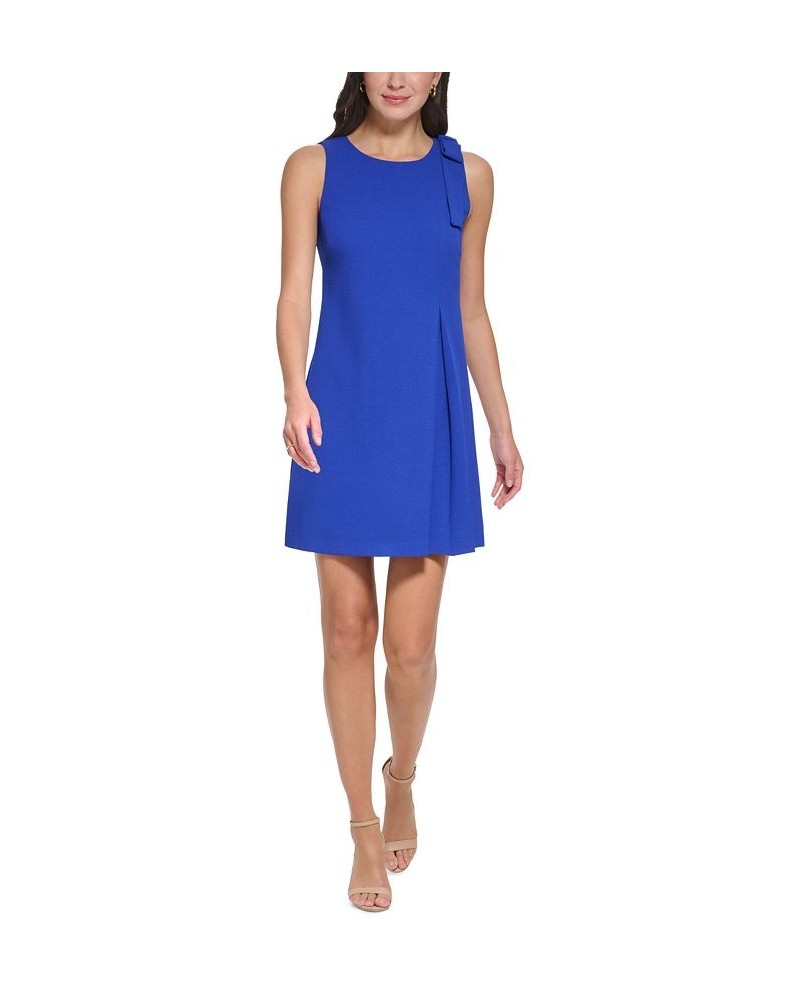 Women's Bow-Shoulder Shift Dress Blue $64.86 Dresses