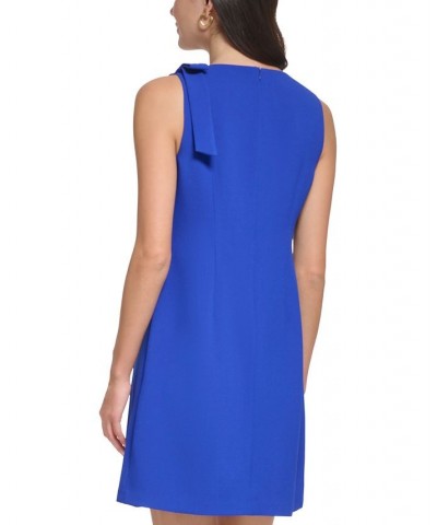 Women's Bow-Shoulder Shift Dress Blue $64.86 Dresses