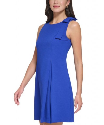 Women's Bow-Shoulder Shift Dress Blue $64.86 Dresses