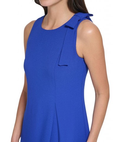 Women's Bow-Shoulder Shift Dress Blue $64.86 Dresses