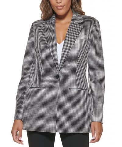 Petite Printed Notched-Collar Single-Button Blazer Black Multi $44.57 Jackets