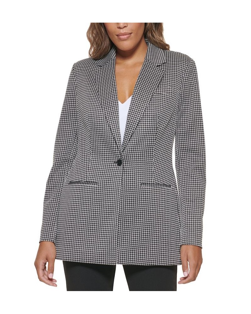 Petite Printed Notched-Collar Single-Button Blazer Black Multi $44.57 Jackets