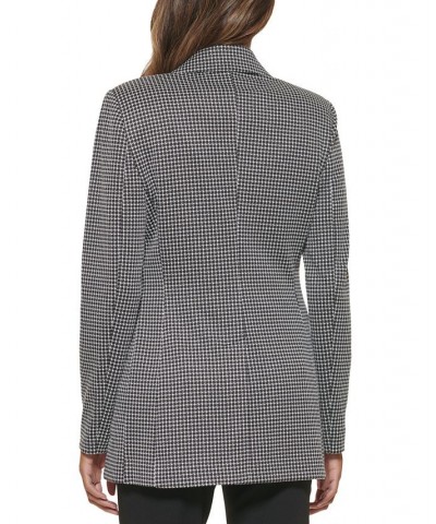 Petite Printed Notched-Collar Single-Button Blazer Black Multi $44.57 Jackets