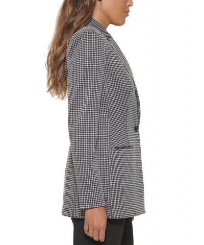 Petite Printed Notched-Collar Single-Button Blazer Black Multi $44.57 Jackets