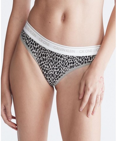 CK One Cotton Thong Underwear QF5733 Mini Giraffe Print - Grey Heather Wb $10.12 Panty