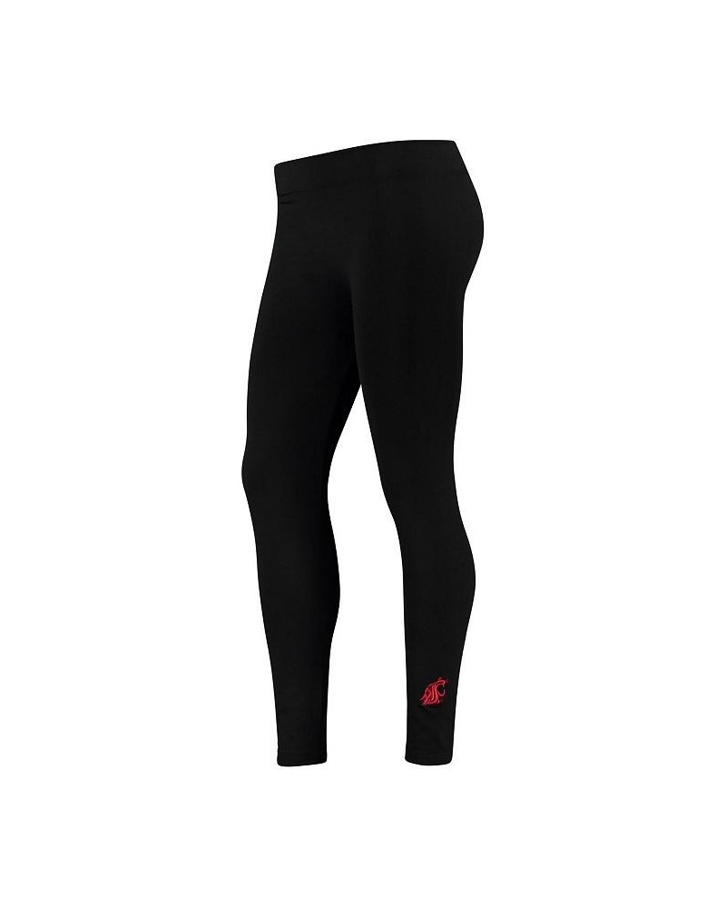 Women's Black Washington State Cougars Fleece Leggings Black $20.99 Pants