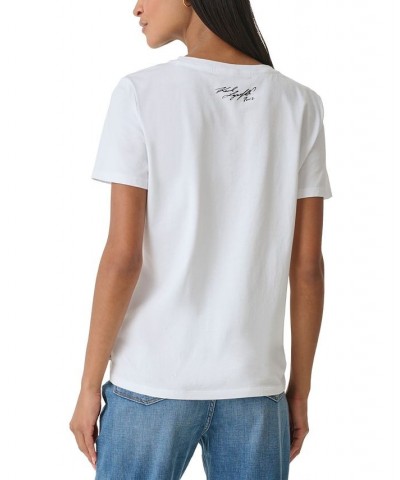 Women's Eiffel-Bow-Graphic T-Shirt White $25.59 Tops