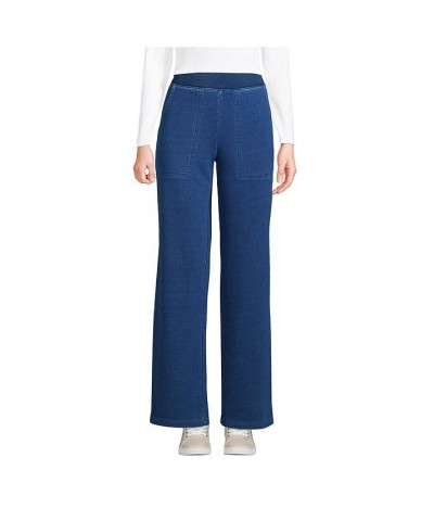 Women's Petite High Rise Serious Sweats Wide Leg Sweatpants Blue $39.72 Pants