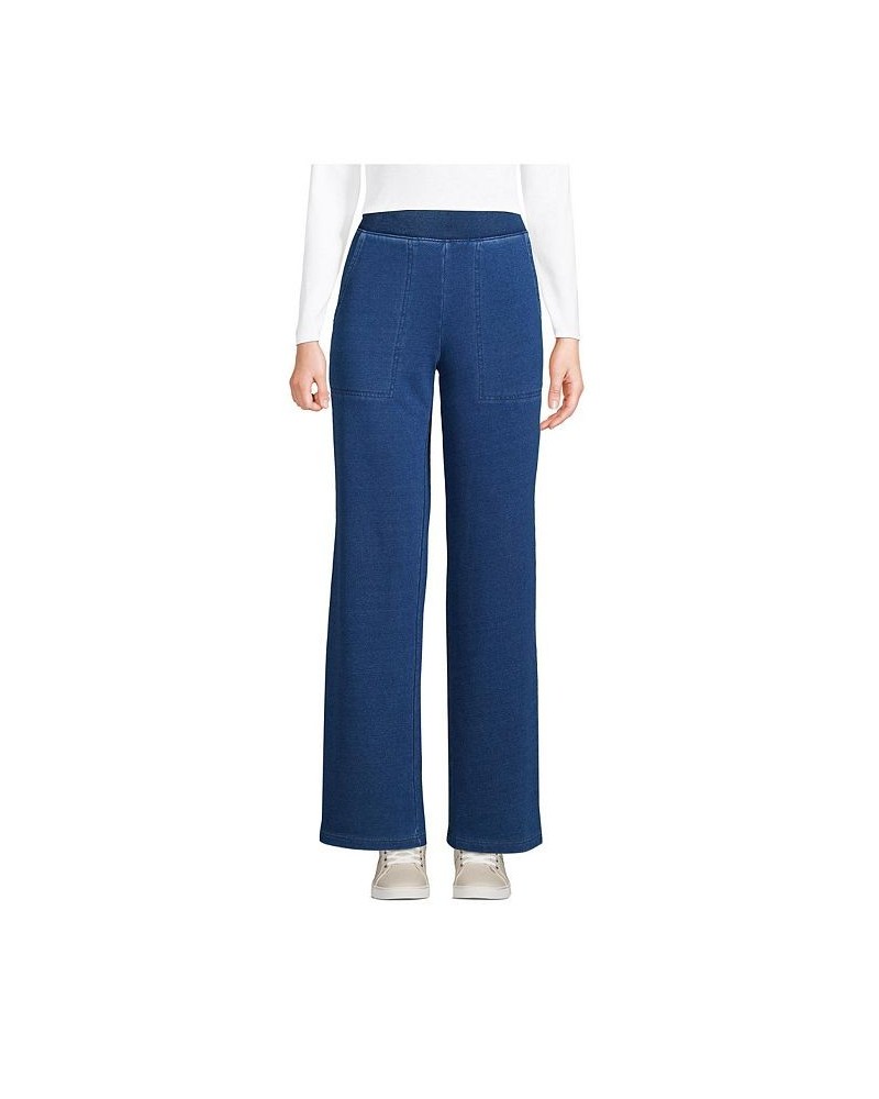 Women's Petite High Rise Serious Sweats Wide Leg Sweatpants Blue $39.72 Pants