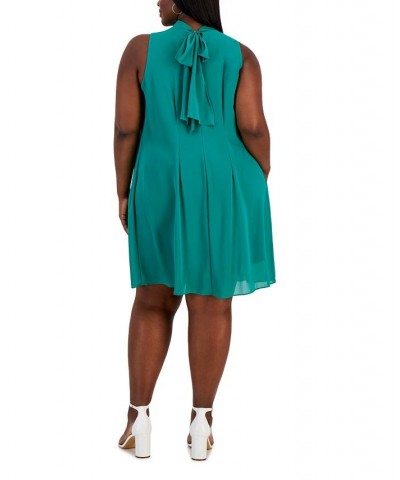 Plus Size Mock-Neck Sleeveless Trapeze Dress Emerald $49.50 Dresses