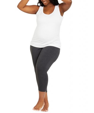 Plus Size Essential Stretch Maternity Cropped Leggings Gray $23.60 Pants