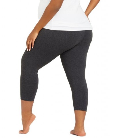 Plus Size Essential Stretch Maternity Cropped Leggings Gray $23.60 Pants