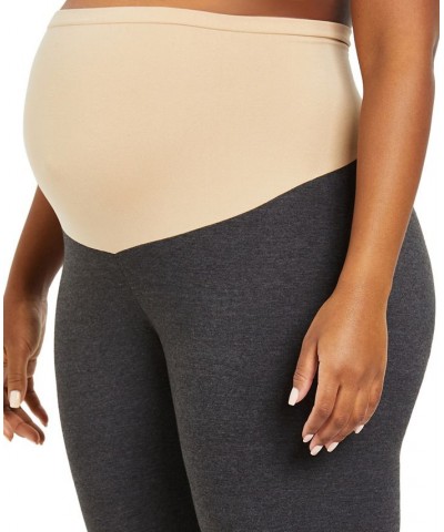 Plus Size Essential Stretch Maternity Cropped Leggings Gray $23.60 Pants