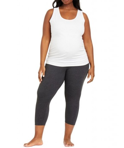 Plus Size Essential Stretch Maternity Cropped Leggings Gray $23.60 Pants