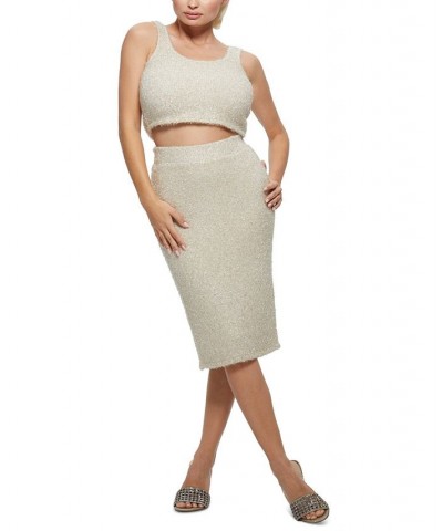 Tinsley Fuzzy Sweater High-Waisted Pencil Skirt Cream White Multi $28.21 Skirts