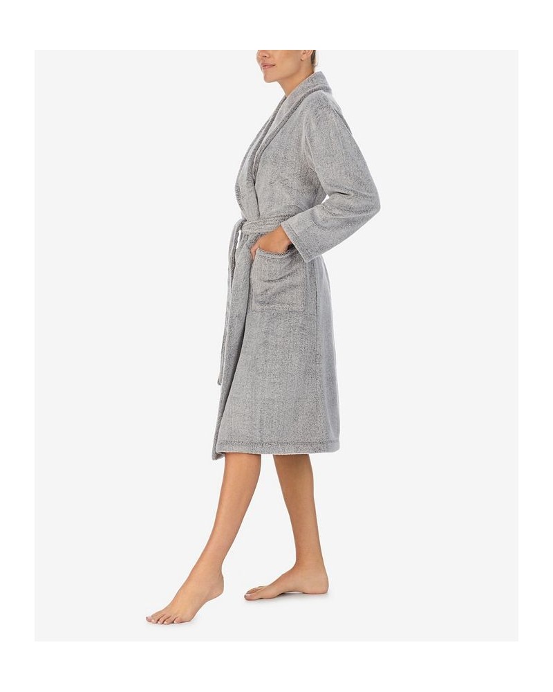 Women's Shawl Collar Long Robe Gray $39.56 Sleepwear